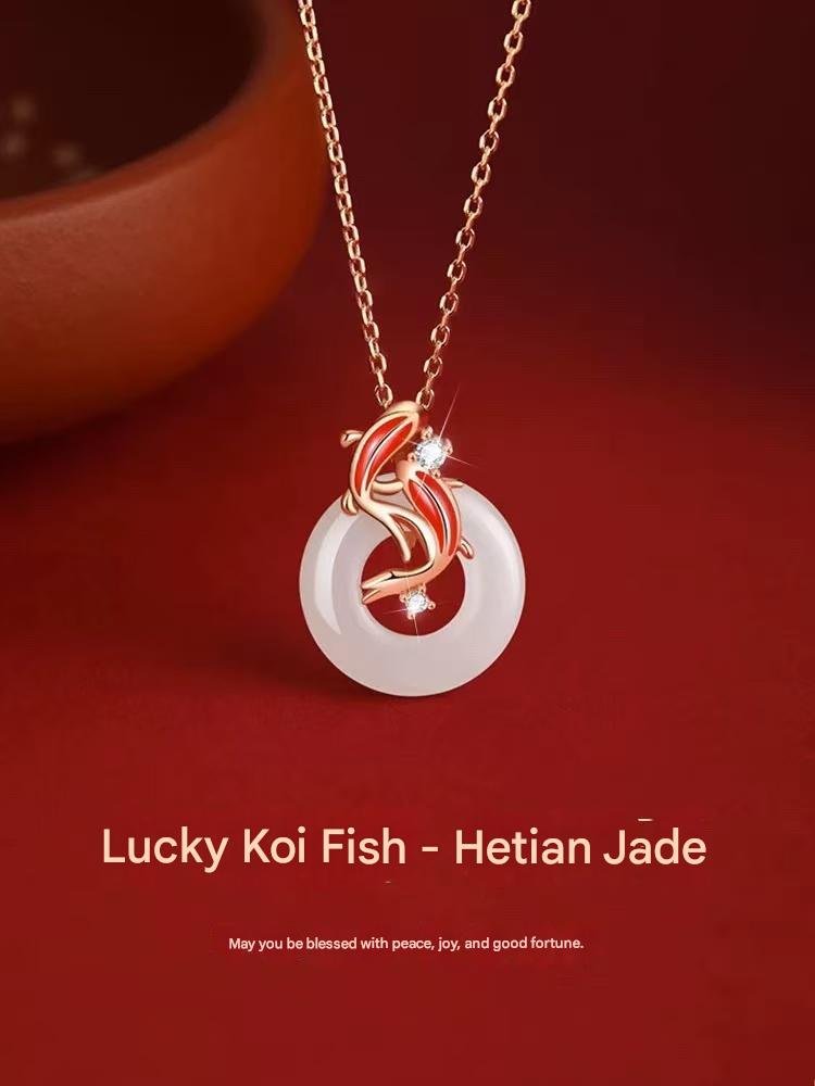 Koi Fish Peace Amulet Pendant Necklace