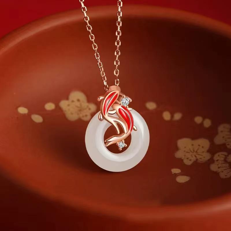 Koi Fish Peace Amulet Pendant Necklace