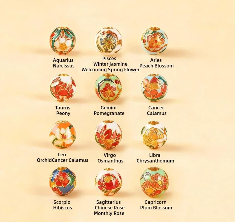 Twelve Months Flower Gods Cloisonné Bracelet