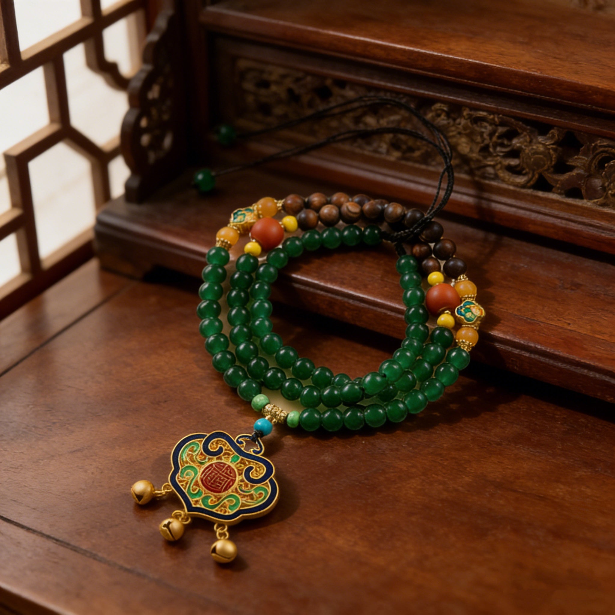 Green Agate Sweater Chain (Ruyi Style)