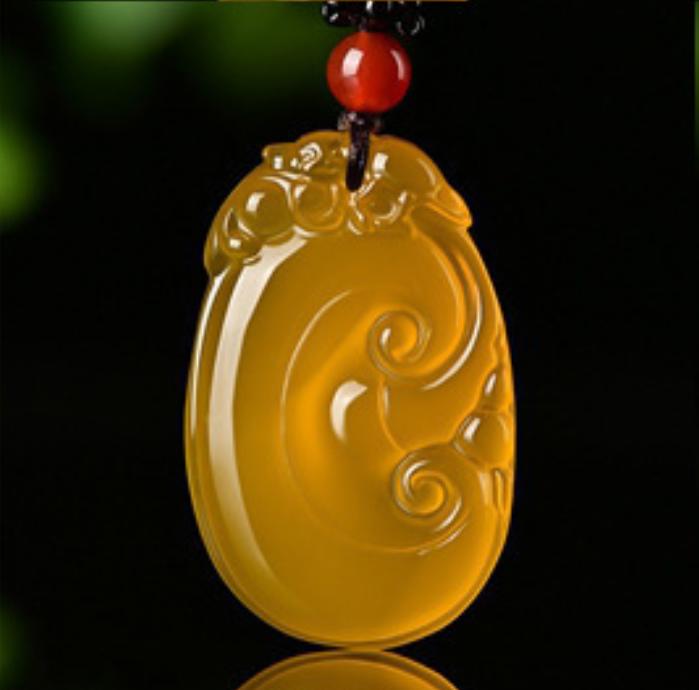 Natural Yellow Agate Guanyin Buddha Pendant