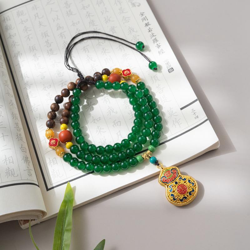 Green Agate Sweater Chain (Gourd Style)